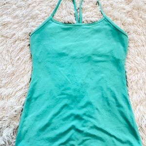 Lululemon Power Y Tank Top Womens 6 Teal Built In Bra Racerback Yoga Athletic
